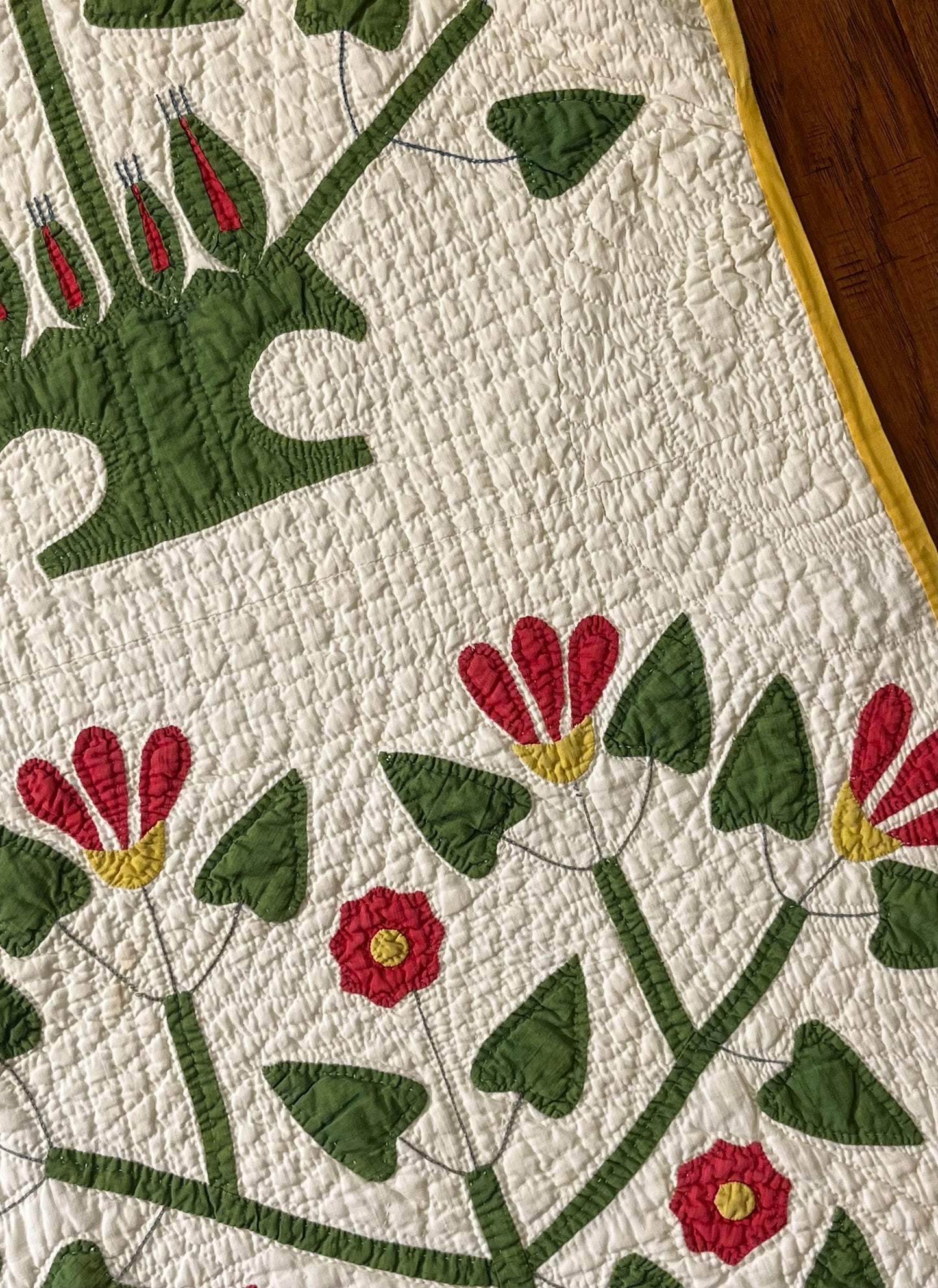 Unique Folk Art Pot of Flowers Quilt