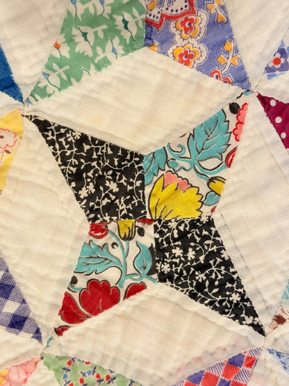 Happy Scrappy 4 Point Touching  Stars Quilt