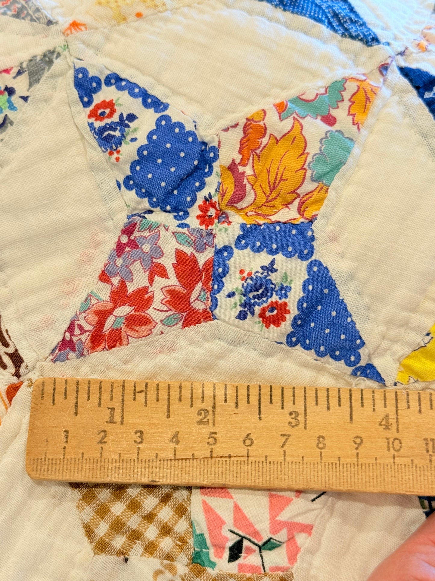 Happy Scrappy 4 Point Touching  Stars Quilt
