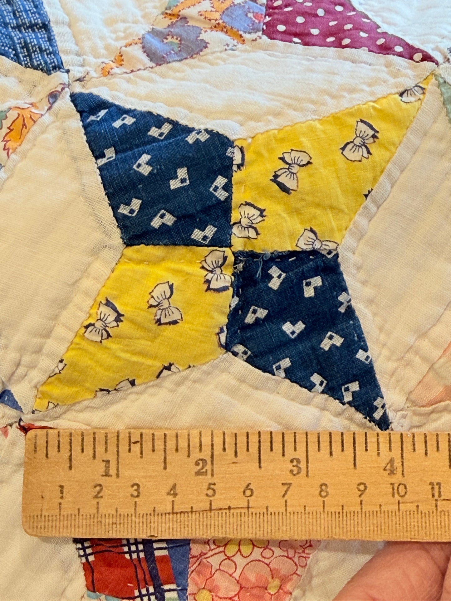 Happy Scrappy 4 Point Touching  Stars Quilt