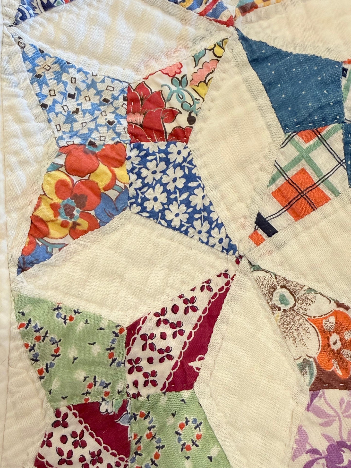 Happy Scrappy 4 Point Touching  Stars Quilt