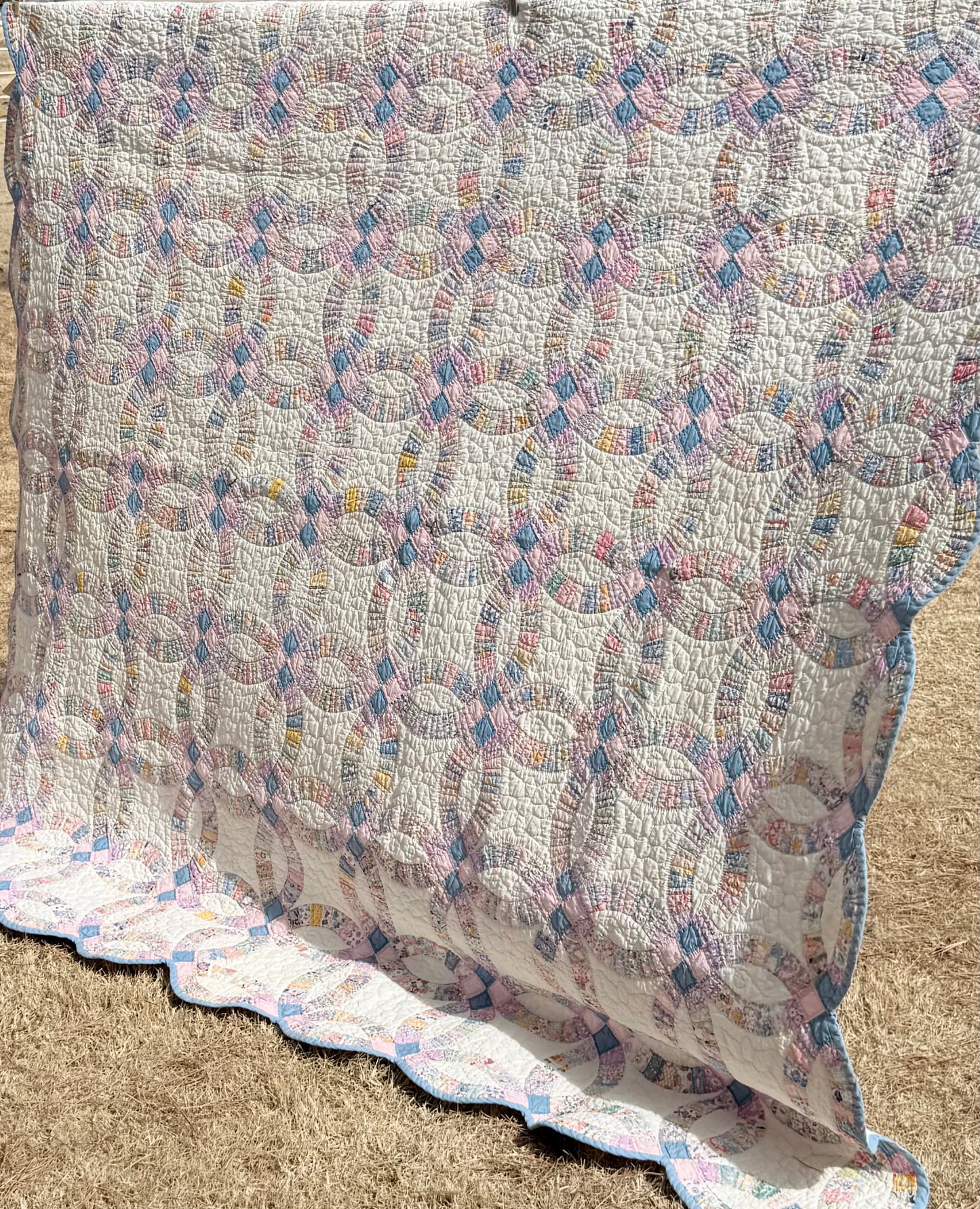 Smaller Scale Double Wedding Ring Quilt- Dated / Initials
