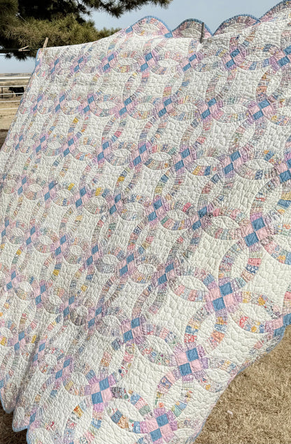 Smaller Scale Double Wedding Ring Quilt- Dated / Initials
