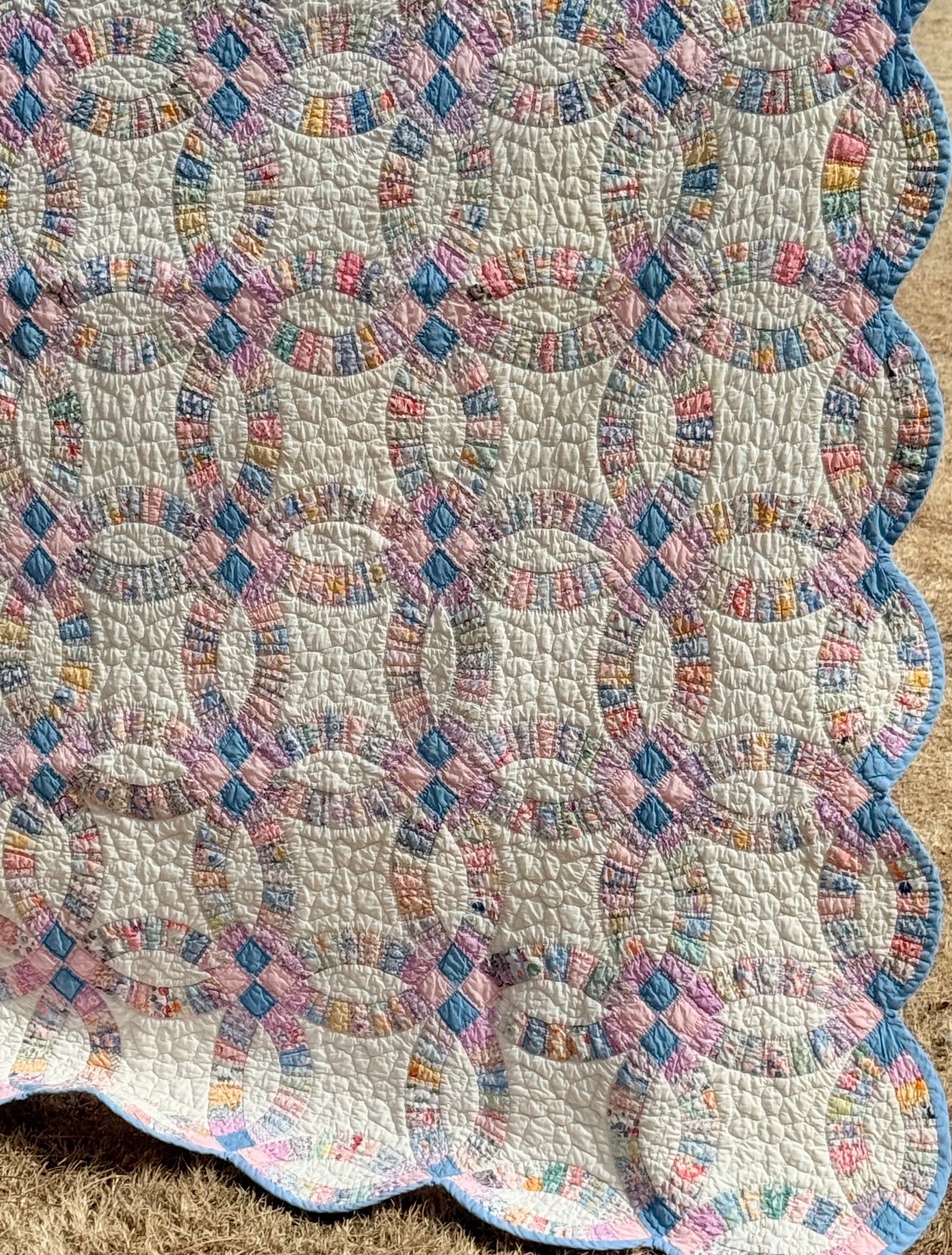 Smaller Scale Double Wedding Ring Quilt- Dated / Initials