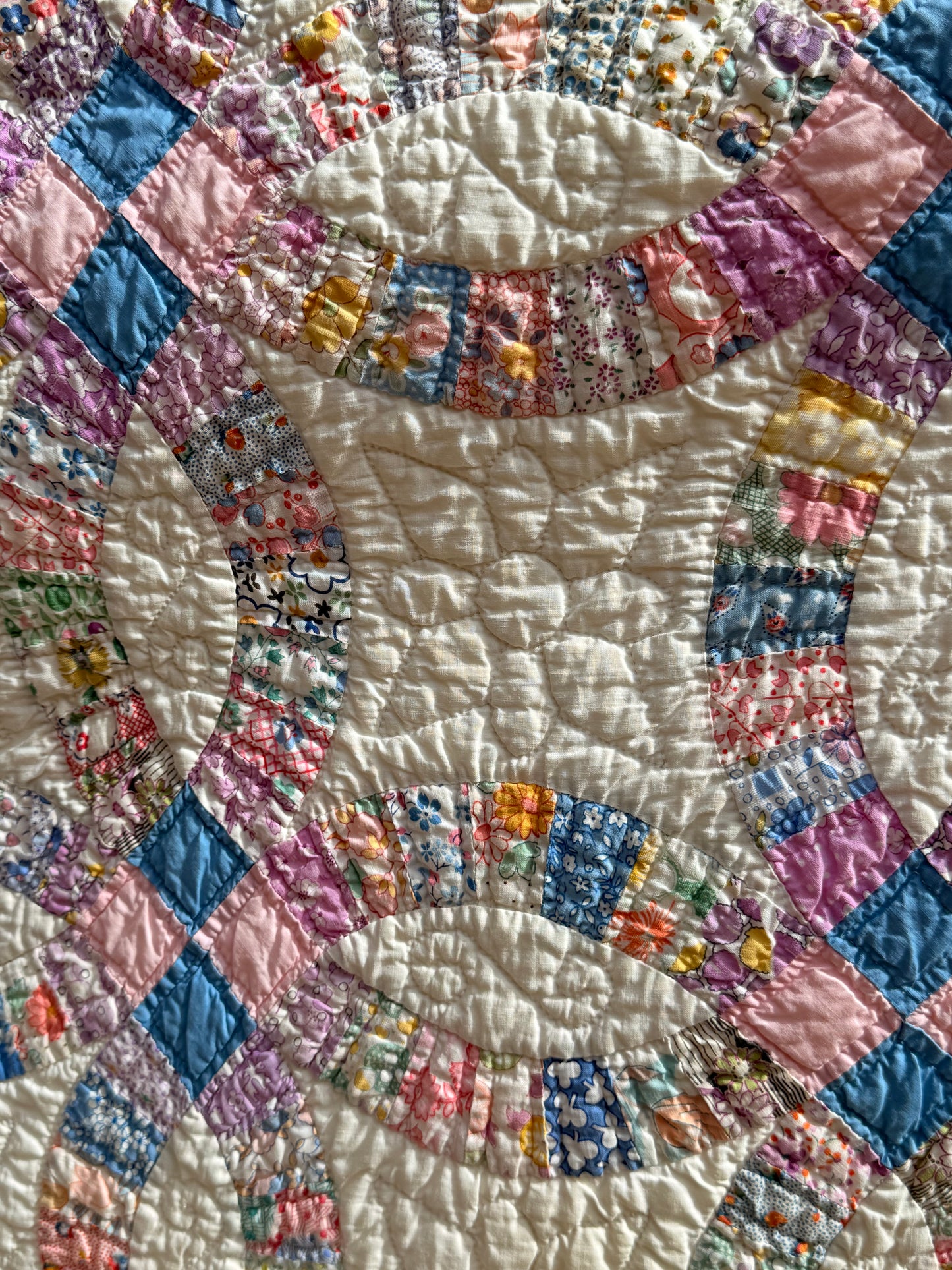 Smaller Scale Double Wedding Ring Quilt- Dated / Initials
