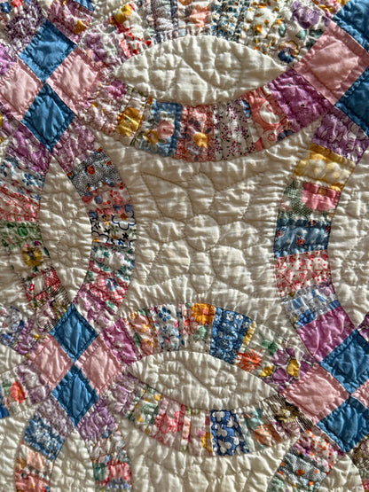 Smaller Scale Double Wedding Ring Quilt- Dated / Initials