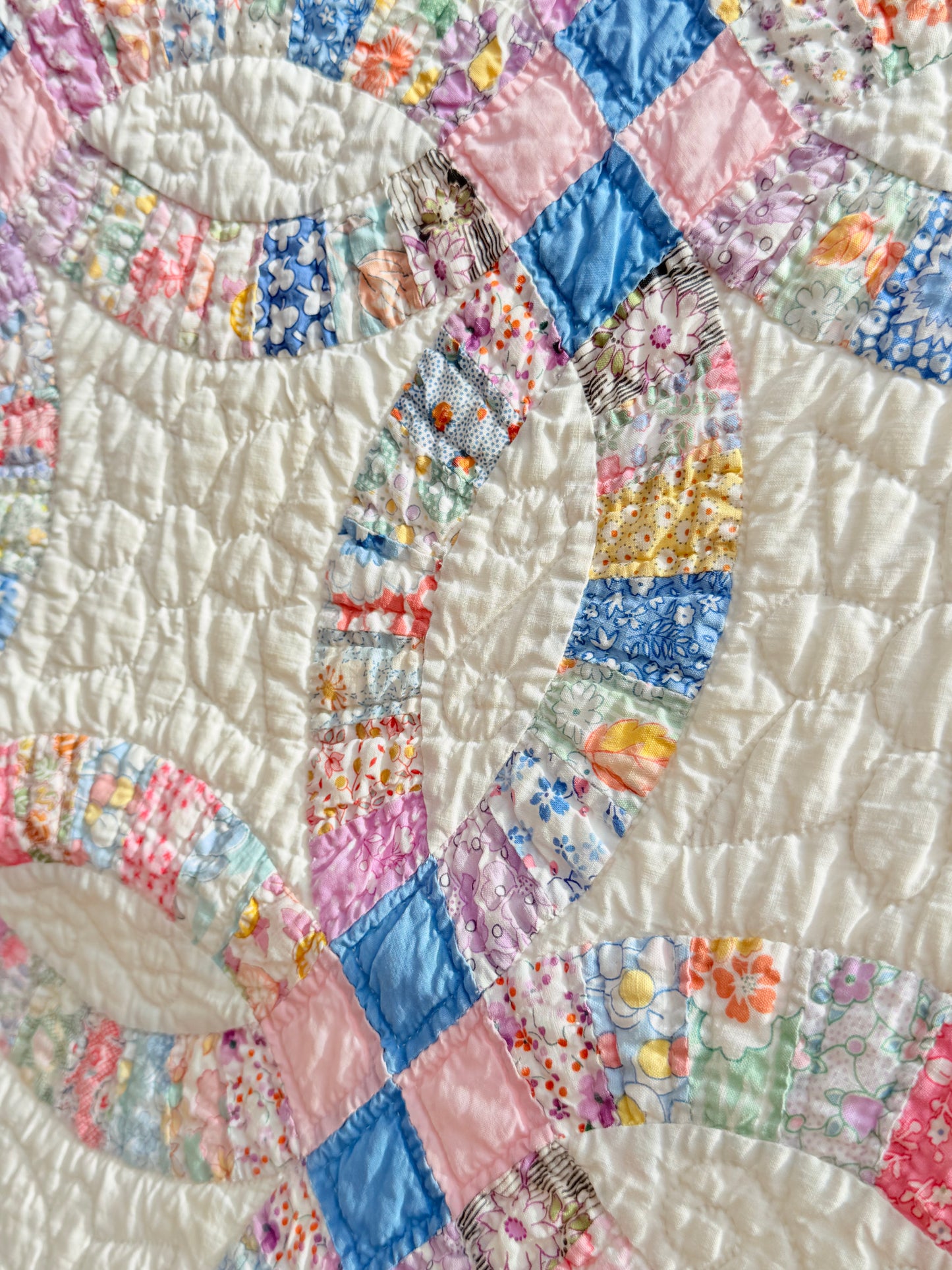 Smaller Scale Double Wedding Ring Quilt- Dated / Initials