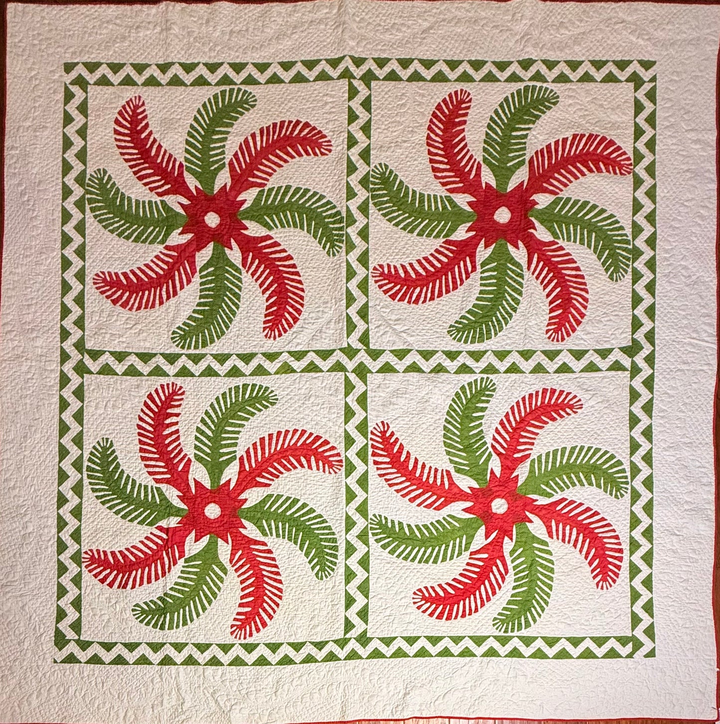 Outstanding Princess Feather Quilt With Border