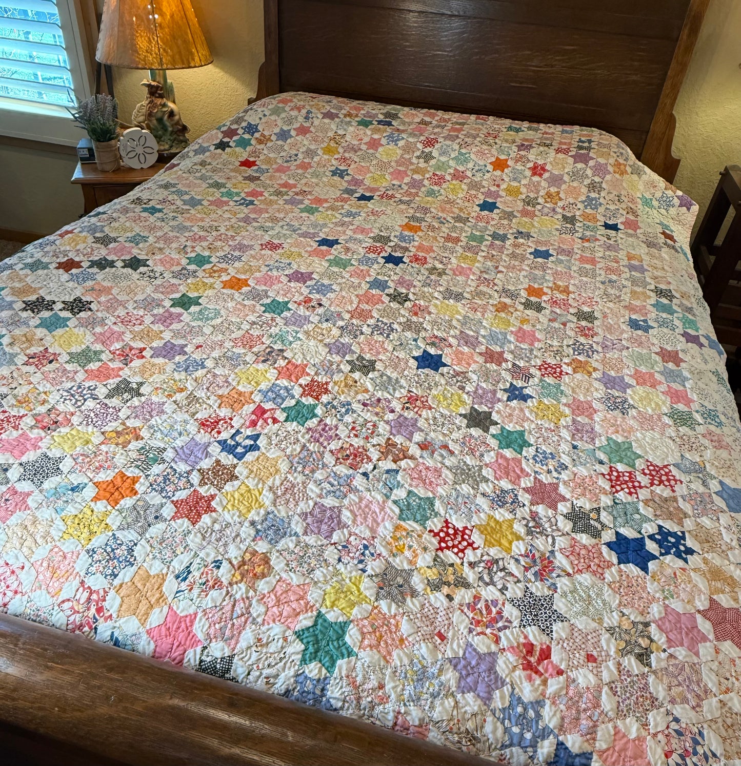 Outstanding Miniature 6 Point Connecting Stars Quilt