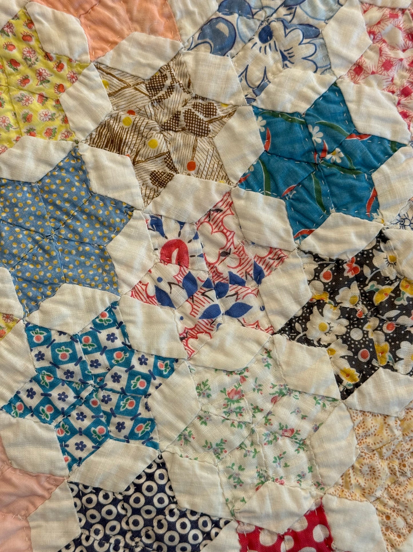 Outstanding Miniature 6 Point Connecting Stars Quilt