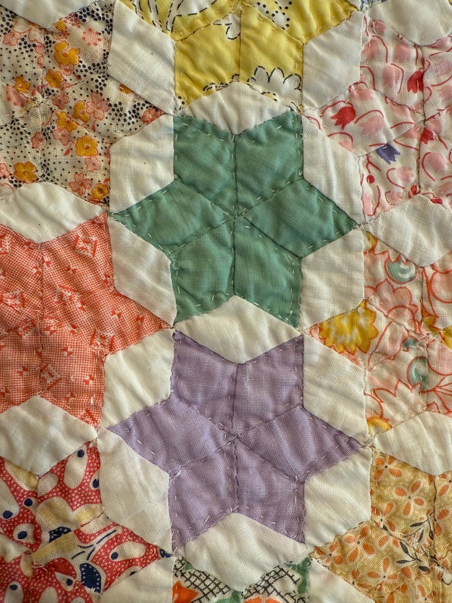 Outstanding Miniature 6 Point Connecting Stars Quilt