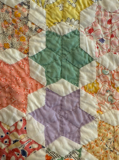 Outstanding Miniature 6 Point Connecting Stars Quilt
