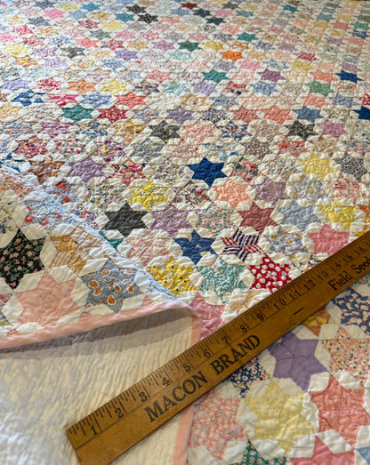 Outstanding Miniature 6 Point Connecting Stars Quilt