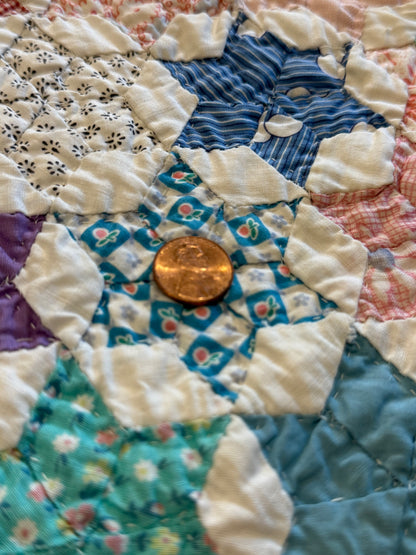 Outstanding Miniature 6 Point Connecting Stars Quilt