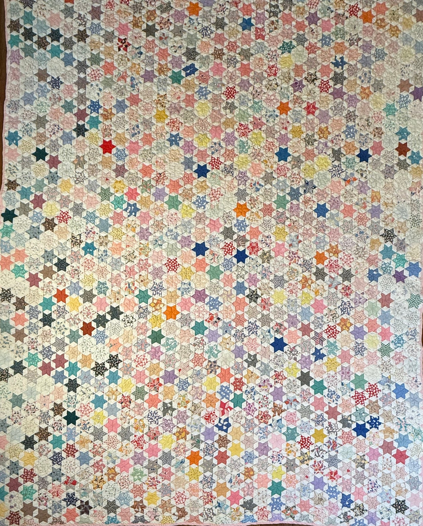 Outstanding Miniature 6 Point Connecting Stars Quilt