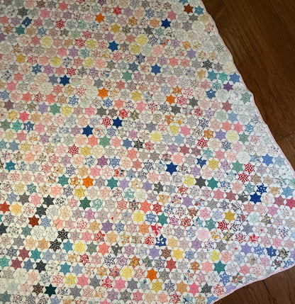 Outstanding Miniature 6 Point Connecting Stars Quilt