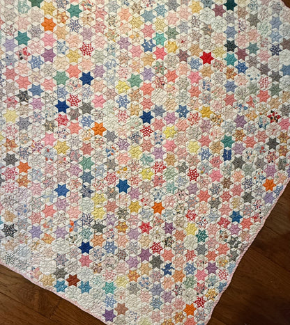 Outstanding Miniature 6 Point Connecting Stars Quilt