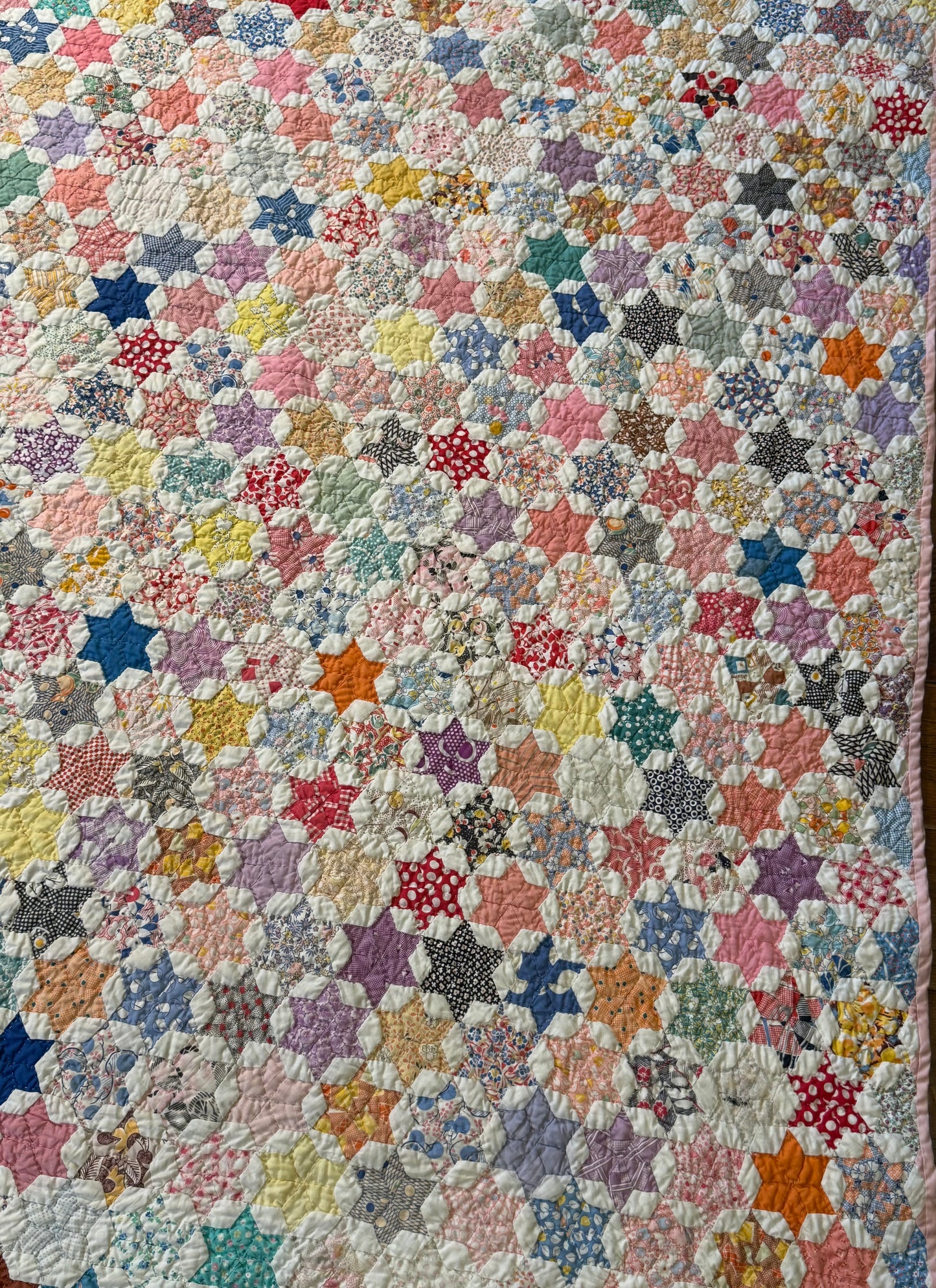 Outstanding Miniature 6 Point Connecting Stars Quilt
