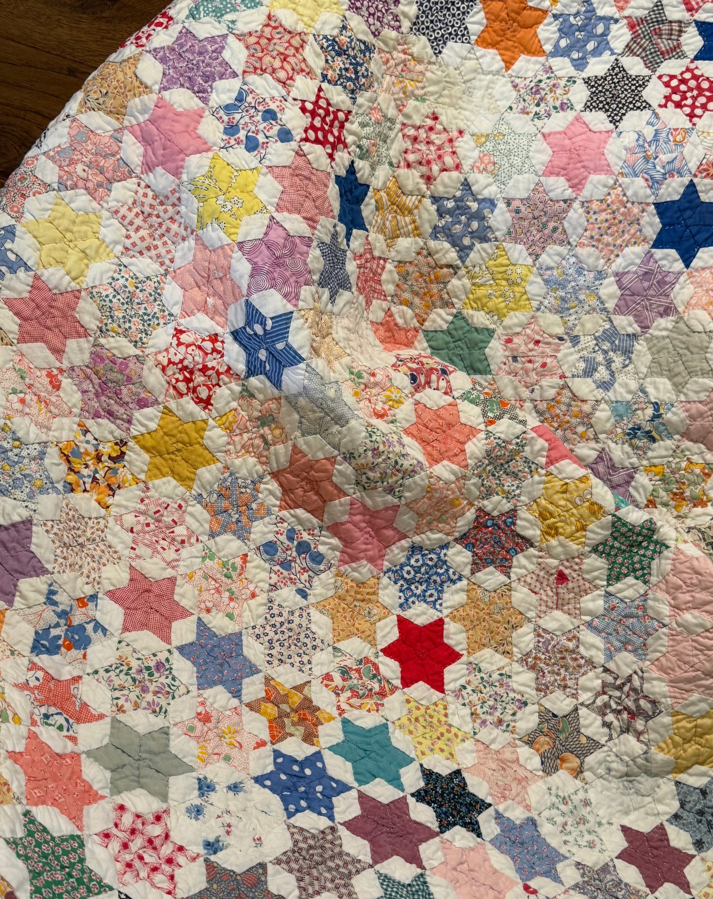 Outstanding Miniature 6 Point Connecting Stars Quilt