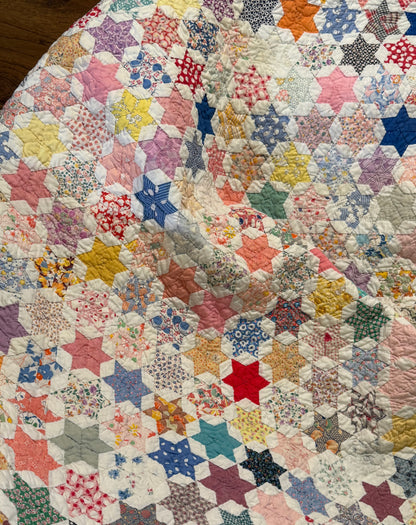 Outstanding Miniature 6 Point Connecting Stars Quilt