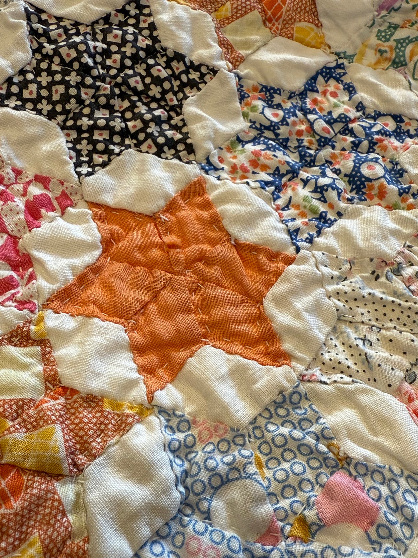 Outstanding Miniature 6 Point Connecting Stars Quilt