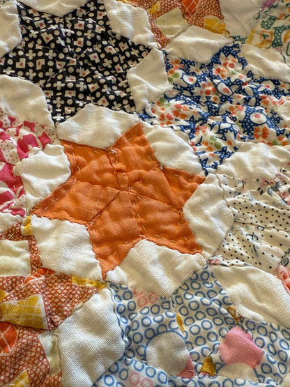 Outstanding Miniature 6 Point Connecting Stars Quilt