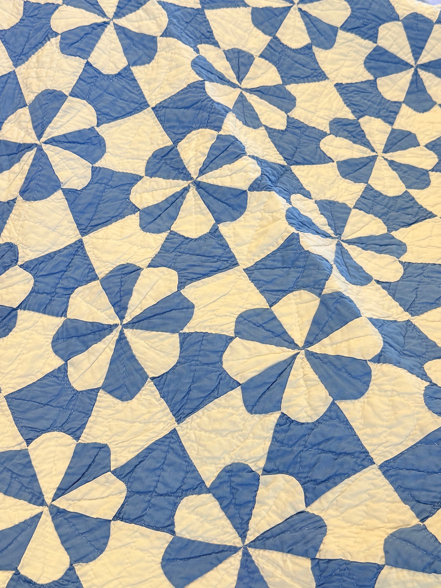 Americana Blue and White Hearts and Gizzards Quilt