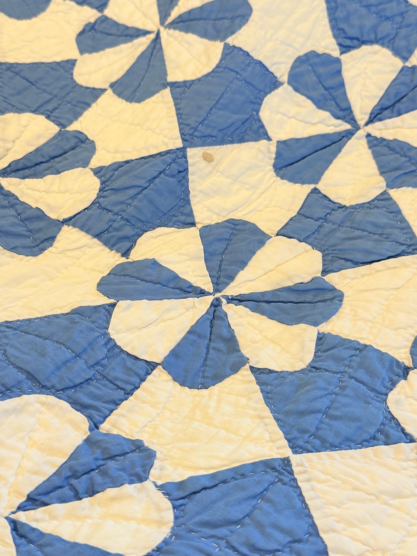 Americana Blue and White Hearts and Gizzards Quilt
