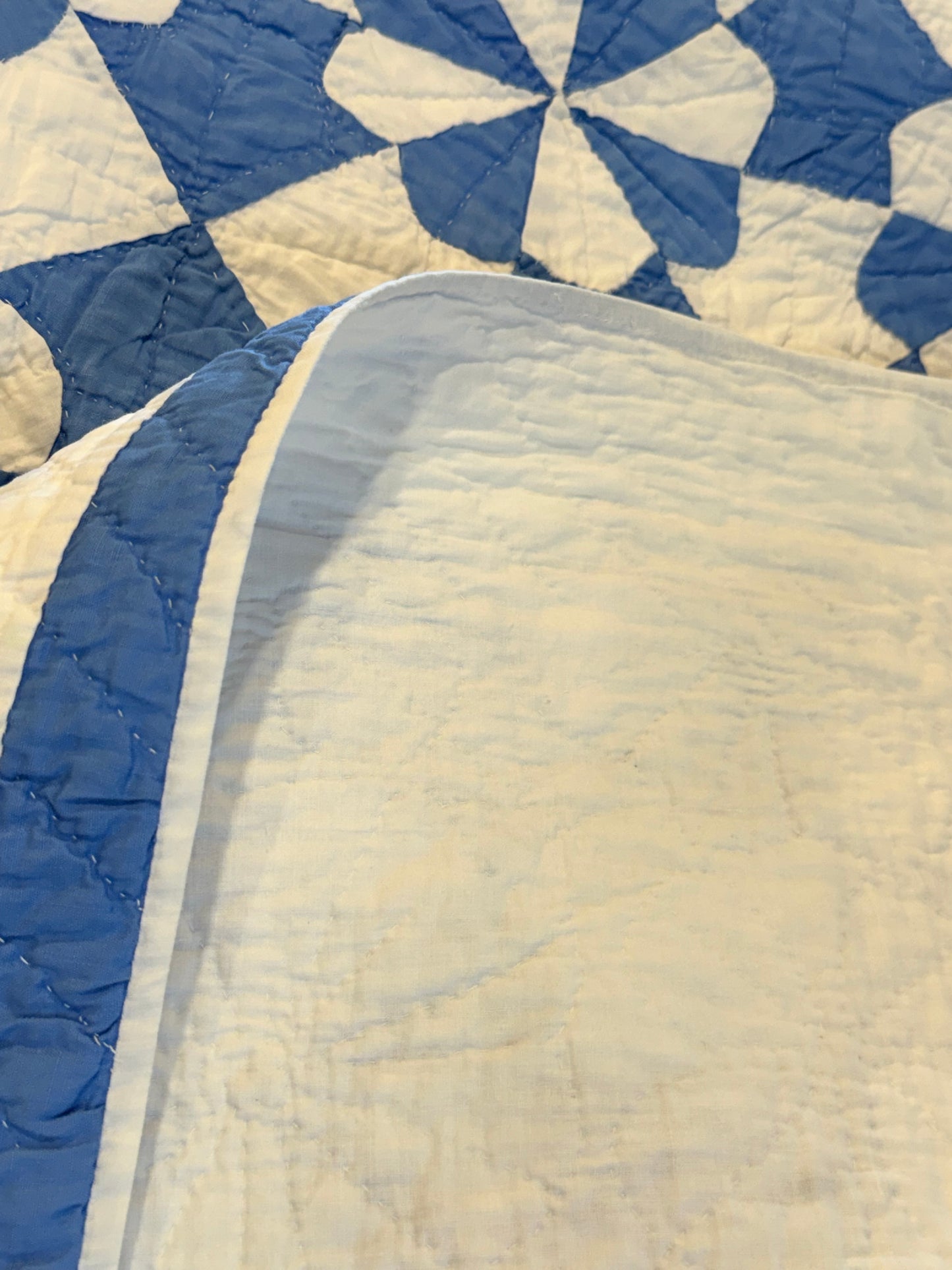 Americana Blue and White Hearts and Gizzards Quilt