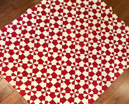 Red and White Hearts and Gizzards Quilt