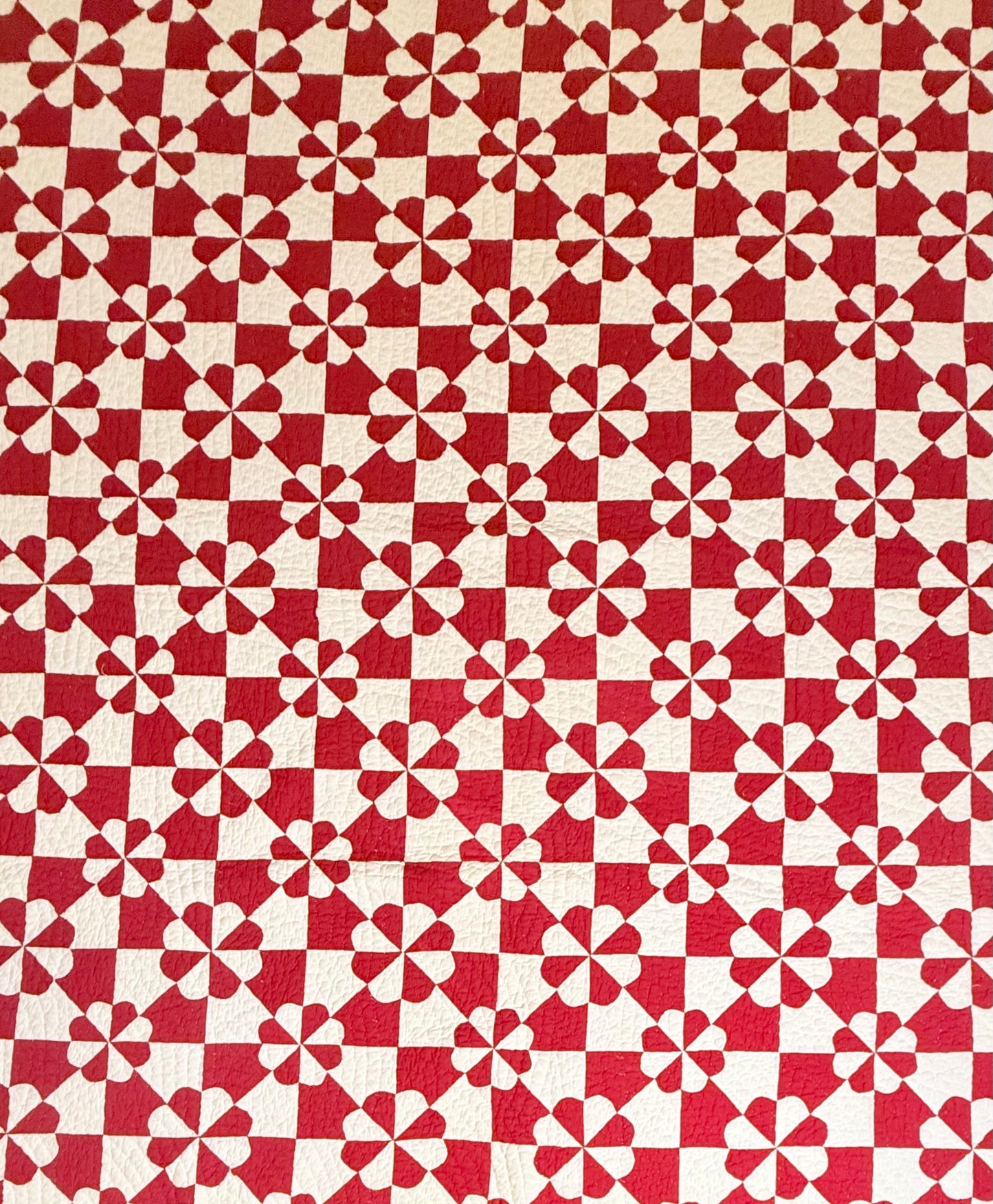 Red and White Hearts and Gizzards Quilt