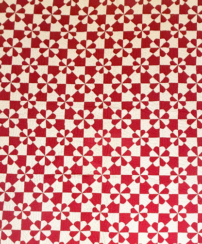 Red and White Hearts and Gizzards Quilt