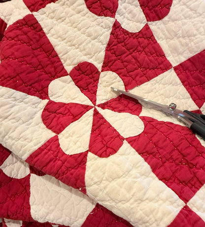 Red and White Hearts and Gizzards Quilt