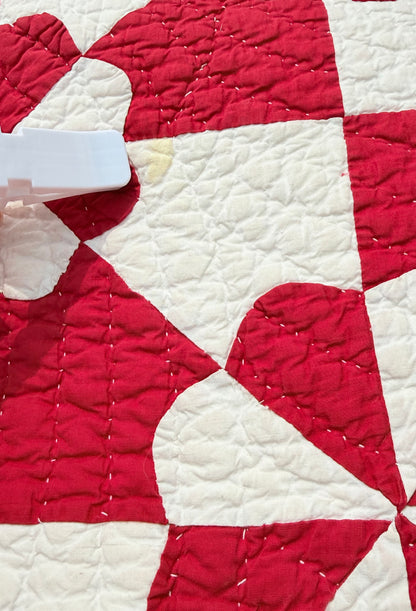 Red and White Hearts and Gizzards Quilt