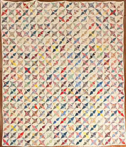 Happy Scrappy 4 Point Touching  Stars Quilt