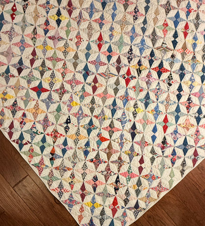 Happy Scrappy 4 Point Touching  Stars Quilt