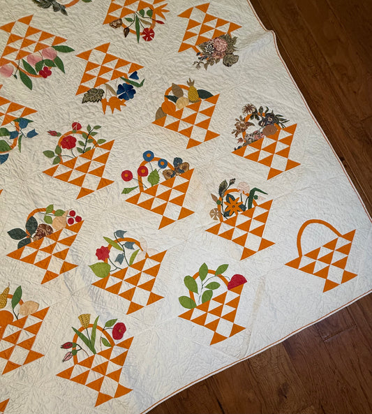 Early Basket of Chintz Flowers Quilt