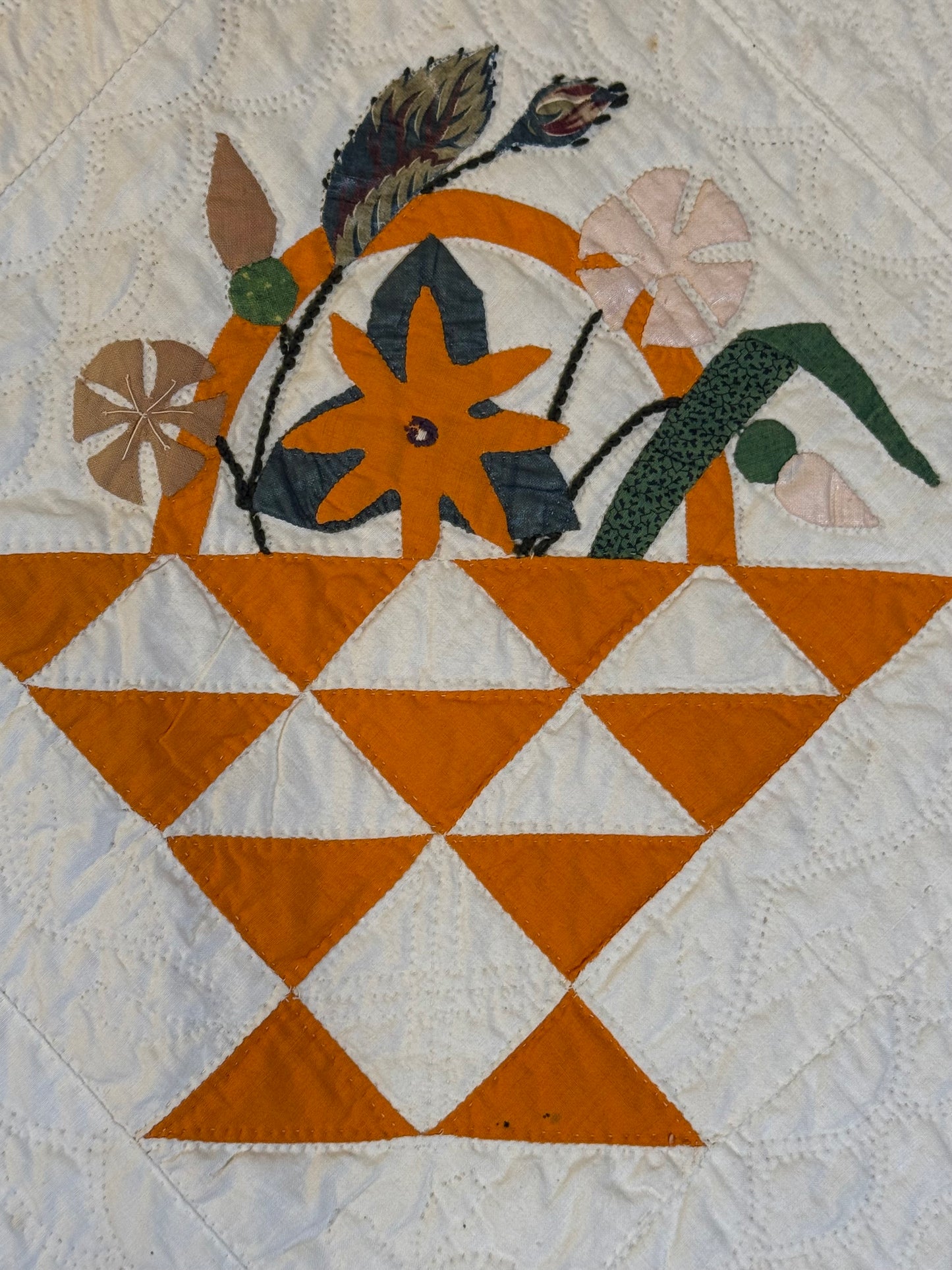Early Basket of Chintz Flowers Quilt