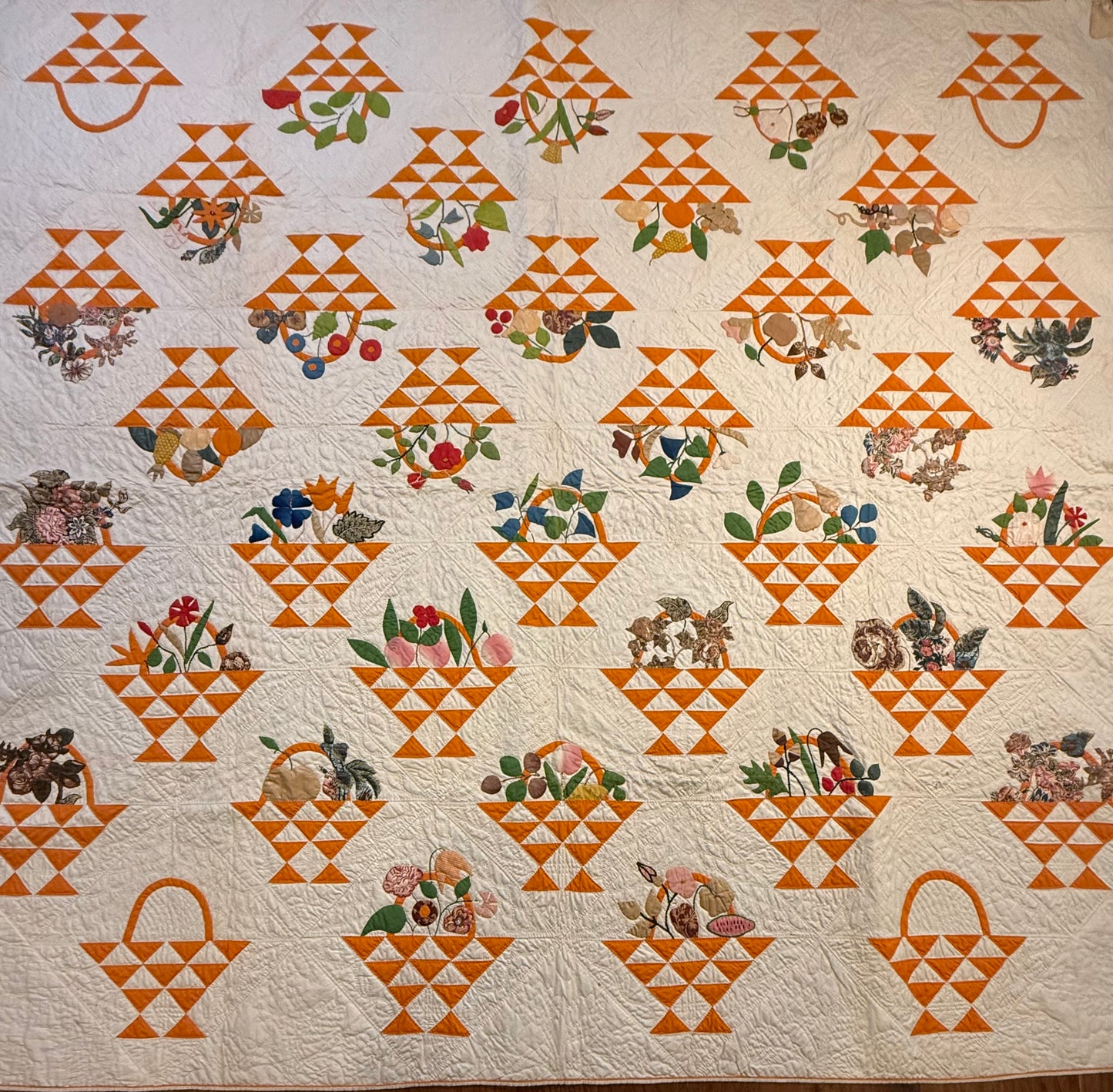 Early Basket of Chintz Flowers Quilt
