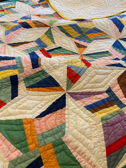 Abstract 4 Point String Stars Quilt