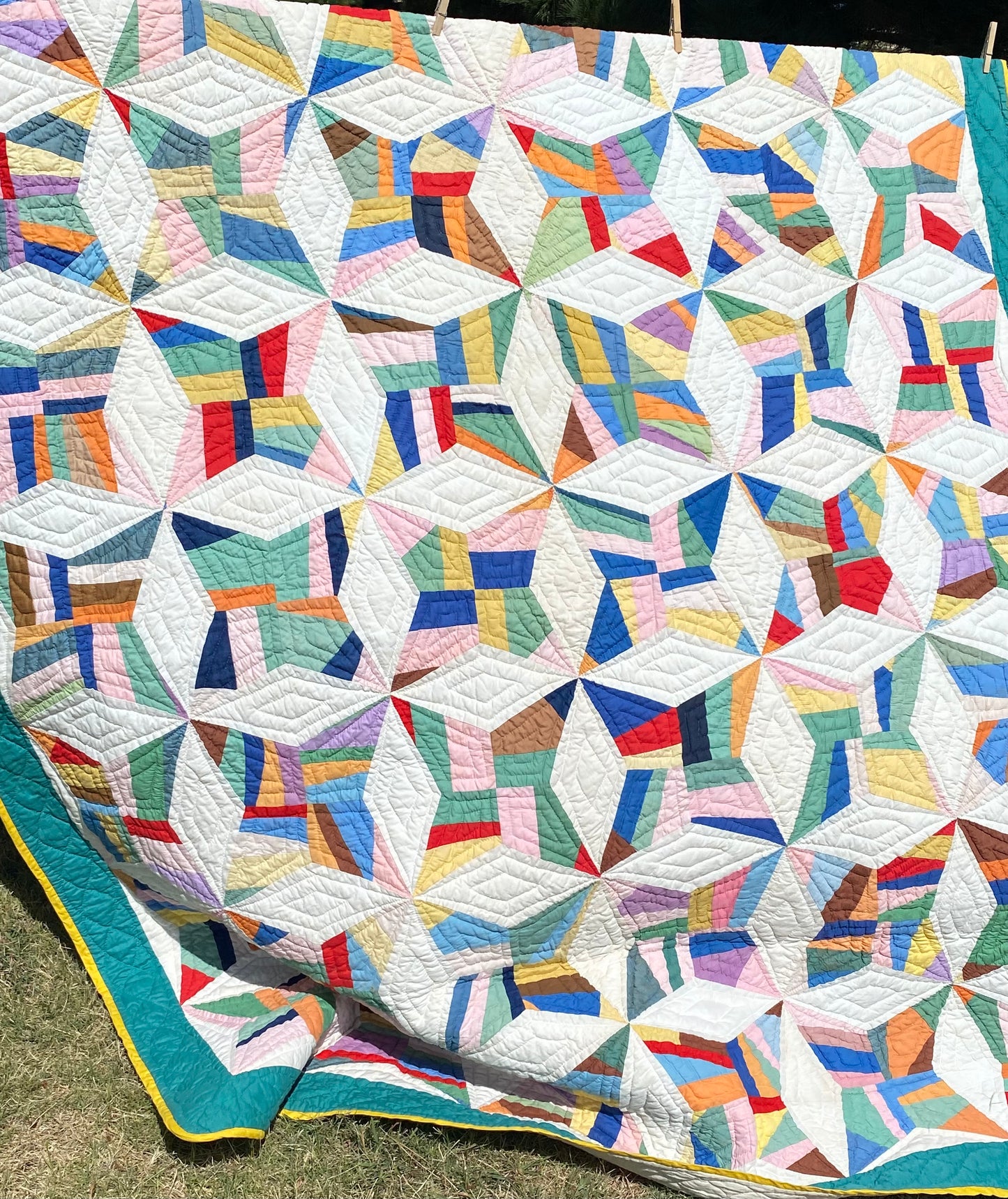 Abstract 4 Point String Stars Quilt