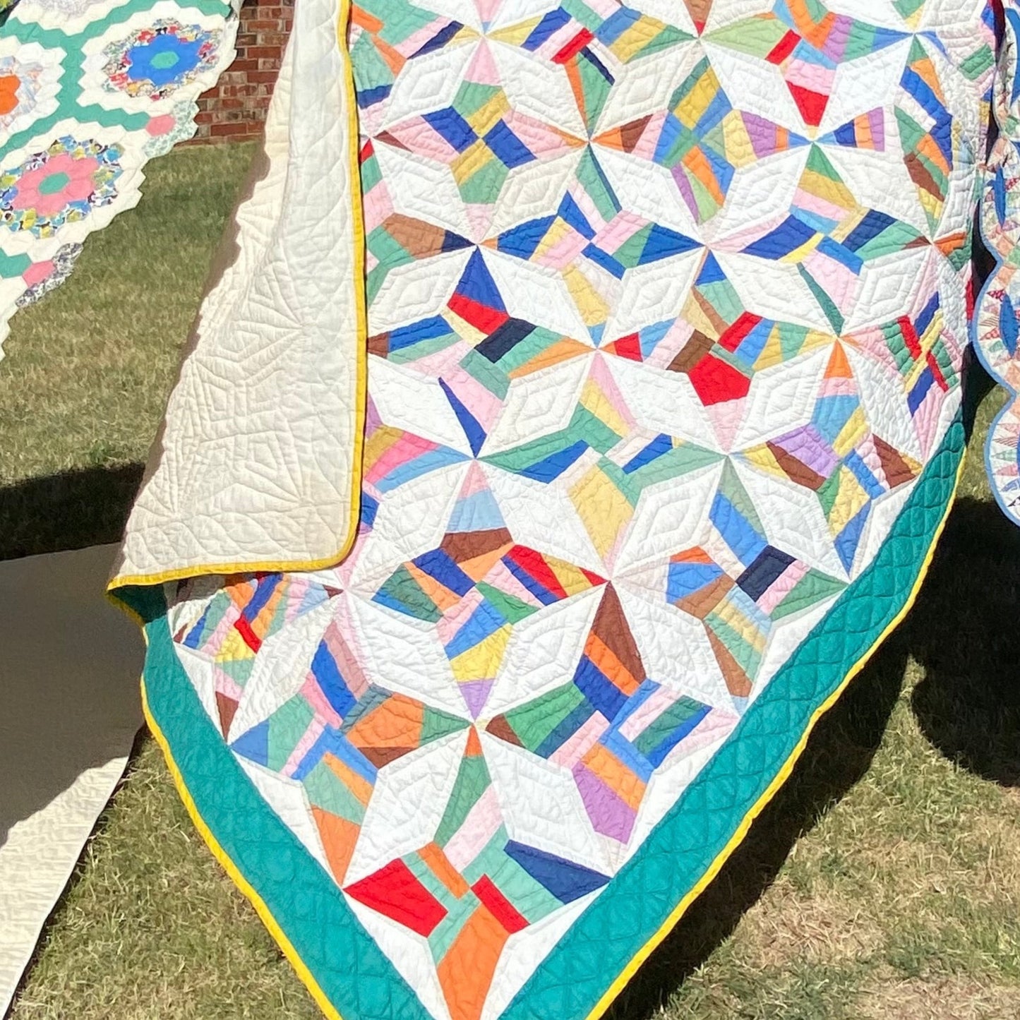 Abstract 4 Point String Stars Quilt