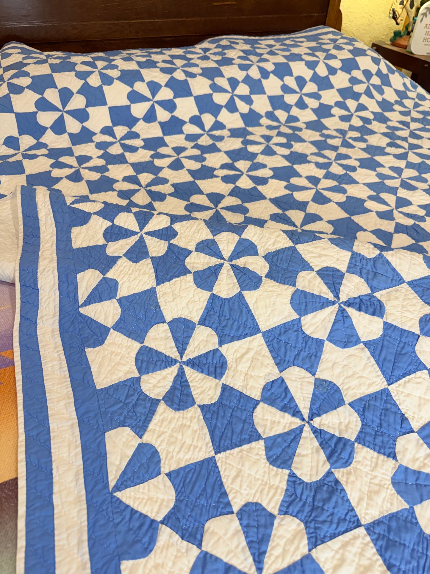 Americana Blue and White Hearts and Gizzards Quilt