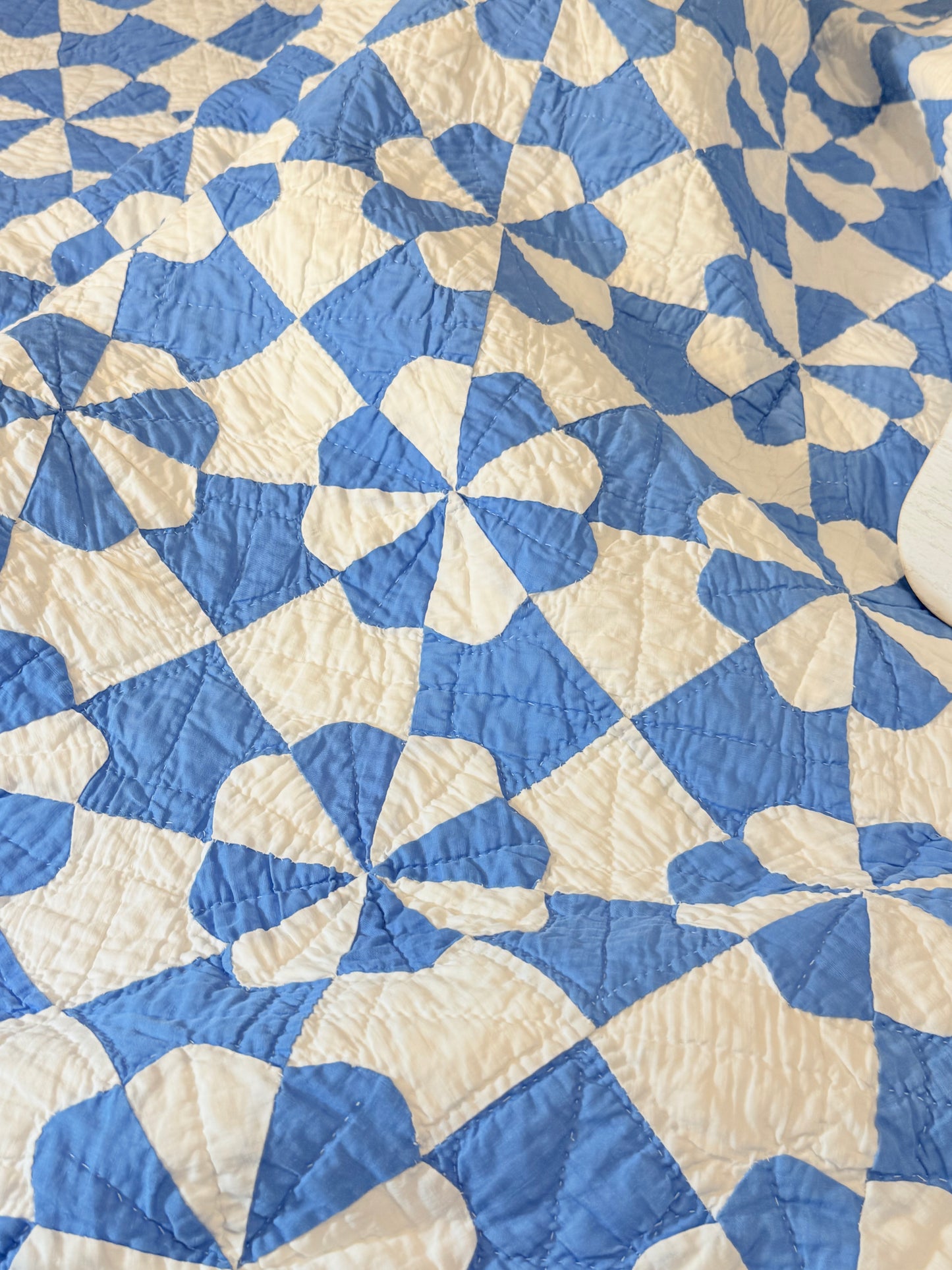 Americana Blue and White Hearts and Gizzards Quilt