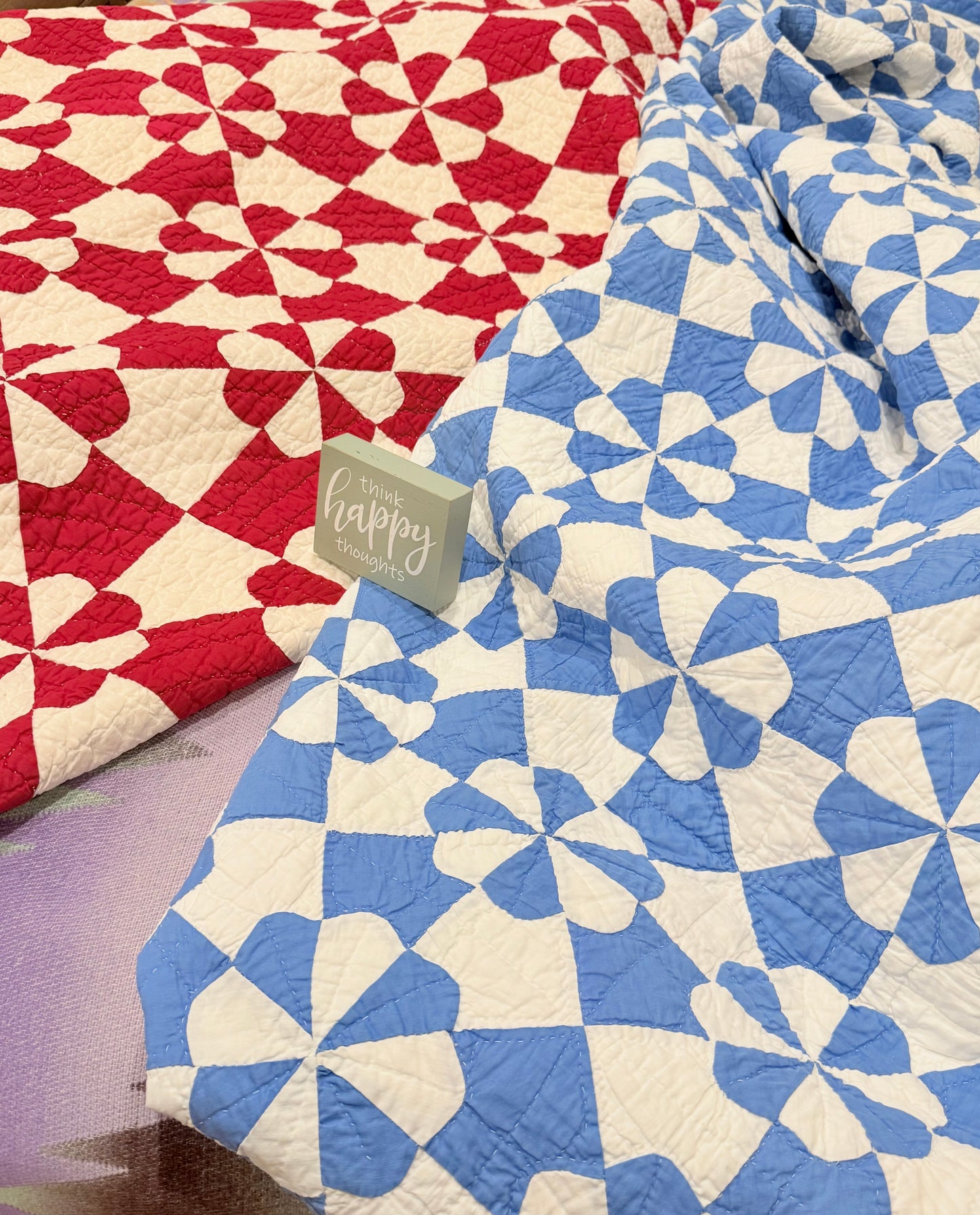 Americana Blue and White Hearts and Gizzards Quilt