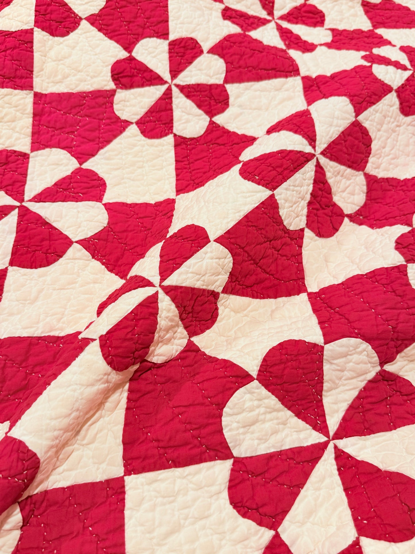 Red and White Hearts and Gizzards Quilt