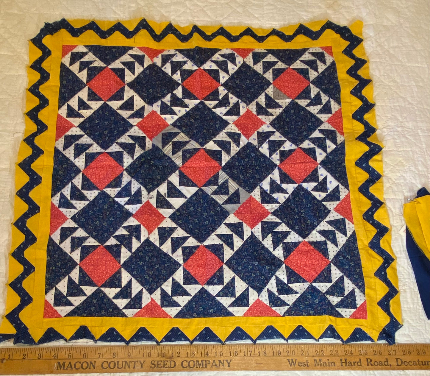 Flying Geese Crib Quilt Top with Zig Zag Border