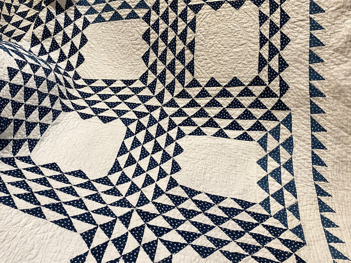 Blue and White Ocean Waves with Sawtooth Border Quilt