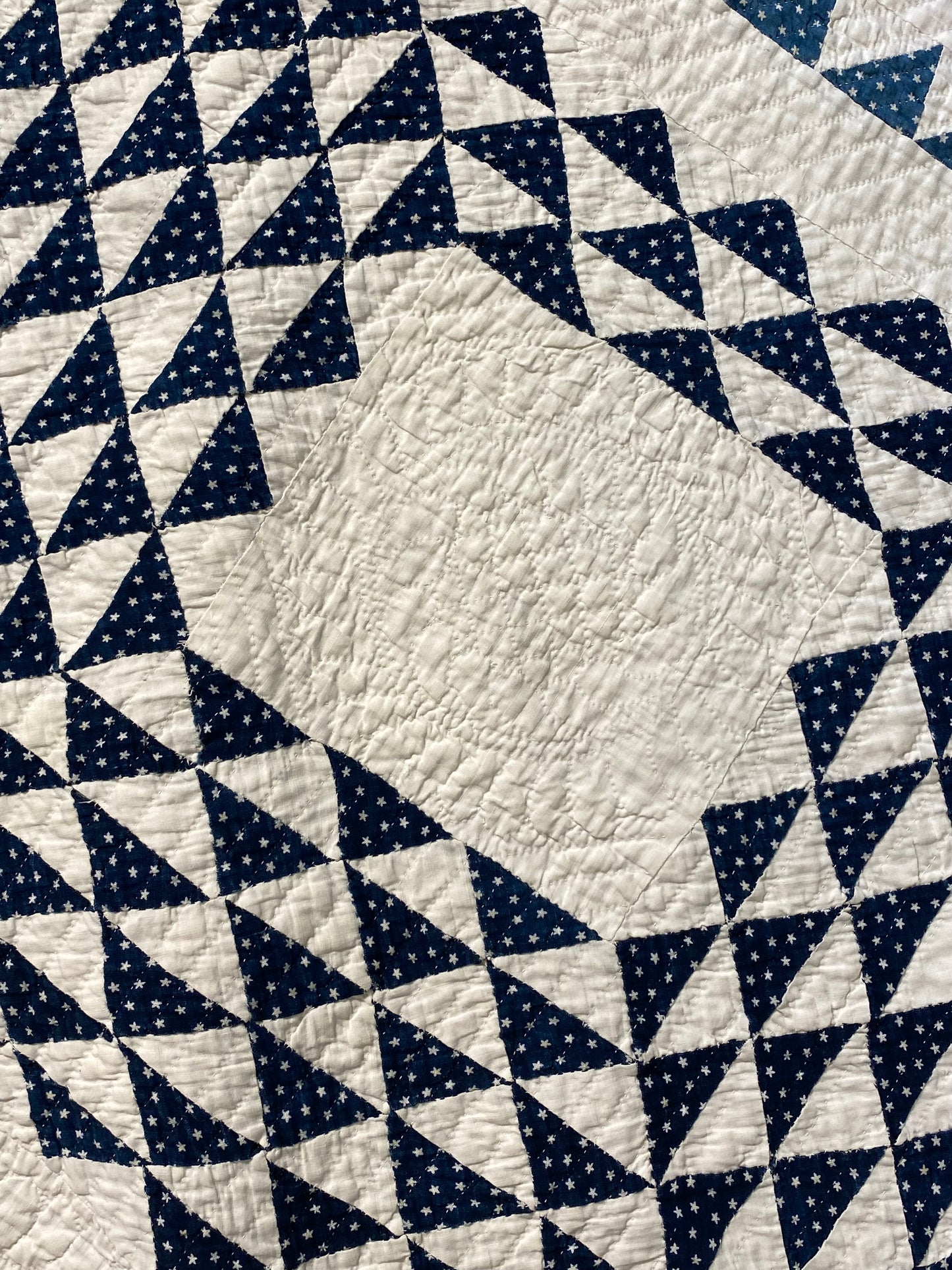 Blue and White Ocean Waves with Sawtooth Border Quilt