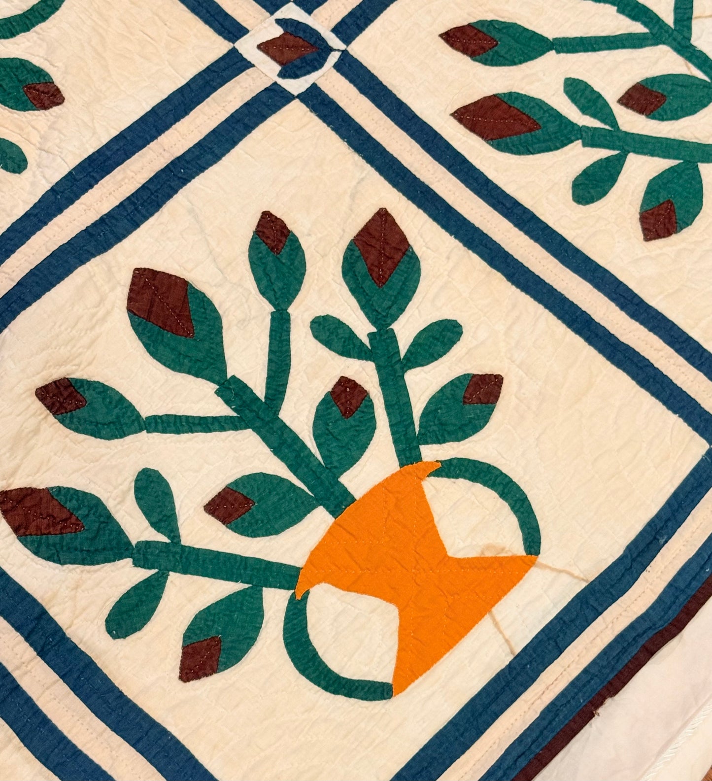 Folk Art Southern Basket of Flowers Quilt